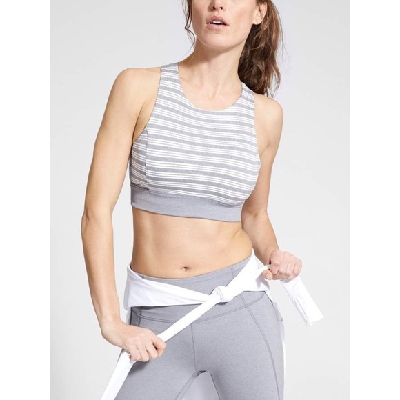 Athleta Other - Athleta Deep Breath Gray Stripe High Neck Bralette